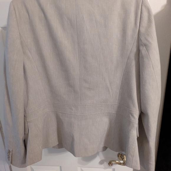 Ann Taylor Linen Blend Suit Set Beige Blazer Jacket Pants Workwear Career - Picture 3 of 9